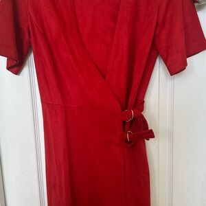 Zara Red Wrap Tie Front Dress Cocktail